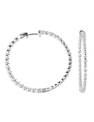 14k White Gold Diamond Hoop Earring 37mm, Best Quality Free Gift Box Satisfaction Guaranteed