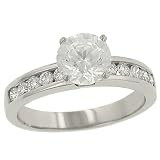 10 Stone Round Channel Set Diamond Ring 0.34ct (cz ctr)