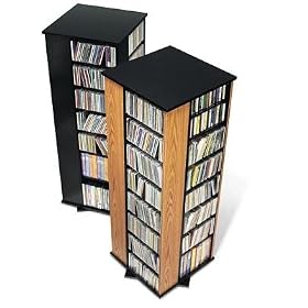 Oak Finished 4 Sided Spinning Storage Tower