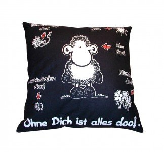 Sheepworld Kissen Ohne Dich ist alles doof. SCHWARZ