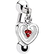 Red Gem Heart Dangle Eyebrow Ring
