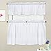 CAROMIO 3 Pieces Kitchen Tier Curtains and Valance Set, Water Repellent Waffle Woven Textured Short Window Curtains for Bathroom Kitchen Cafe Curtains, White