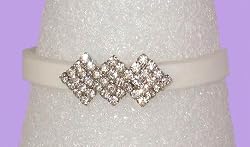 Bracelet - B297 - Crystal Triple Diamond - Designer Inspired - Adjustable Jelly Band ~ White