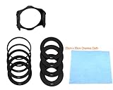 EzFoto Square Filter Kit Compatible with Cokin P Series, Includes: 49mm, 52mm, 55mm, 58mm, 62mm, 67mm, 72mm, 77mm, 82mm Adapter Rings + Square Filter Holder + 20cm x 20cm Chamois Cleaning Cloth
