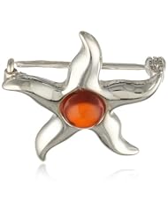 Sterling Silver Cherry Amber Small Sea Star Pin