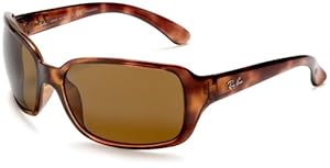 Ray-Ban RB4068 Oversized Wrap Sunglasses 60 mm, Polarized, Brown Tortoise/Brown