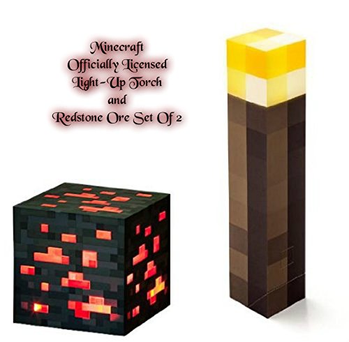 ThinkGeek Minecraft Light Up Torch and Redstone Ore Set Of 2