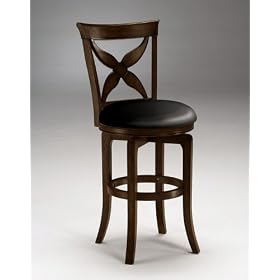 Click here to buy CHENOWETH SWIVEL BAR STOOL with BROWN VINYL (Dark Oak) (44.5H x 20W x 21D) by visiondecor Furniture.
