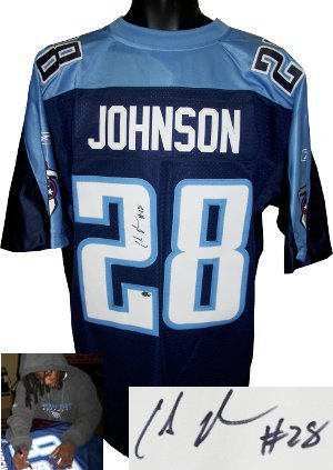 Chris Johnson signed Tennessee Titans Reebok Blue EQT Jersey