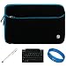SumacLife Black Blue Trim Neoprene Sleeve Carrying Case Cover for AT&T Pantech Element 4G LTE 8 inch Android Wireless Tablet + White - Executive Stylus Pen with Laser Pointer and LED Light + SumacLife Wireless Bluetooth Keyboard + SumacLife TM Wisdom Courage Wristband