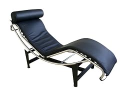 Baxton Studio Adjustable Leather Chaise Lounge, Black