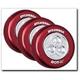 Sylvania Dot-It Self-Adhesive Bright White LED Light, Red, 3-PACK