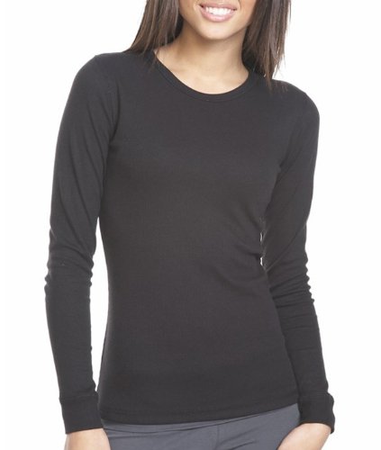 Next Level Apparel Ladies Soft Long-Sleeve Thermal T-Shirt, Black, X-Large