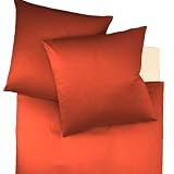 fleuresse Bettw&auml;sche 9100-4069, 200/200 cm colours Uni Mako Satin, Farbe gebranntes Rot, 100% Baumwolle