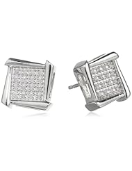Silver Geometric Diamond Stud Earrings (1/10cttw)