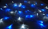 DiscountlightingUK 10M 100 LED WATERPROOF CONNECTABLE FAIRY STRING LIGHTS in WHITE / BLUE ** 8 CONTROLLABLE FUNCTIONS - IDEAL FOR CHRISTMAS, PARTYS, WEDDINGS, ETC **