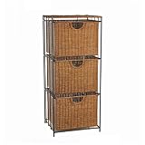 Three-Drawer Rolling Wicker File Tower