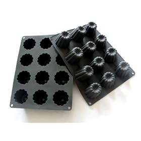 Moule silicone QUALITE PROFESSIONNELLE 12 grands CANNELES -BAUMALU