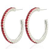 Red Studded Hoop Dangle Earrings