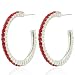 Red Studded Hoop Dangle Earrings