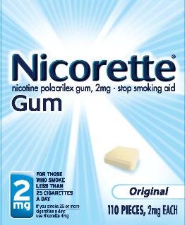 Nicorette Stop Smoking 2mg Gum, Original - 110 Count, 2 Pack