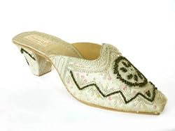Beachcombers! Ever After Ethnic Embellished Heels Silk Sequin & Beaded Indian Khussa Belly Dance Wedding Shoes
