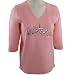 Christine Alexander 3/4 Sleeve, V-Neck Pink Top, Starfish and Sea Shells Accented With Swarovski Crystals - Starfish and Shells