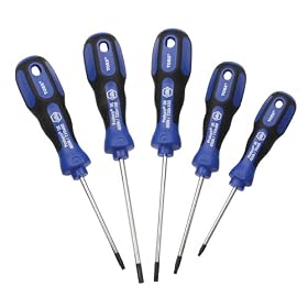 Wiha 45593 Screwdriver Sets, Torx, Cushion Grip, Precision Black Tip, T8 to T25, 5 Piece