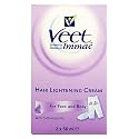 Veet Hair Lightening Cream for Face & Body Softening Oils - 2 x  50mls