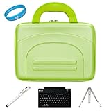 IMAGE OF Nylon Eva Green Durable Cube Carrying Case for Toshiba AT200 10.1-inch Android 3.2 Wireless Touchscreen Tablet + Executive White Stylus Pen with Laser Pointer and LED Light + Universal Silver Tablet Stand + SumacLife Wireless Bluetooth Keyboard + SumacLife TM Wisdom*Courage Wristband