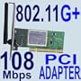 108Mbps 2.4 GHz TP-Link TL-WN650G 802.11g+ 802.11b/g Wireless Wi-Fi 32-Bit PCI Adapter Card with External Antenna; Atheros Chipset - Super G & Extended Range technologies