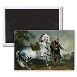 The Dappled Horse 'Scarramuie' en Piaffe by.. - 3x2 inch Fridge Magnet - large magnetic button - Magnet