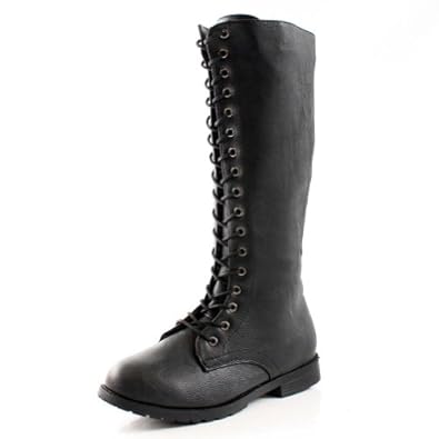 women's lace up tall combat boots