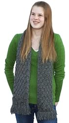Handmade Acrylic Cozy Scarf - Charcoal Gray (100% Knitted By Hand)