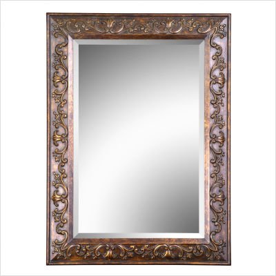 Paula Rectangular Beveled Mirror in Chestnut Brown