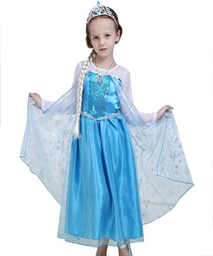 Santana Fashion Girls Snow Queen Elsa Anna Costume Snow Princess Dresses (US-4/5, Elsa-2)