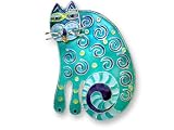 Clearly Charming Curlicue Cat Silver and Enamel Pin by Zarah