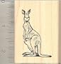 Kangaroo Rubber Stamp - Wood Mounted