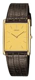 Seiko Wrist Watches-Seiko SJB056 Men's watch gold dial, brown leather strap