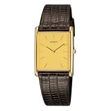 Seiko Wrist Watches-Seiko SJB056 Mens watch gold dial, brown leather strap by Seiko