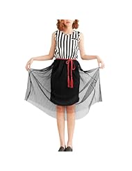 Cotton/Polyester Vertical Stripe Mesh Tank  Dress