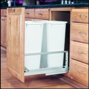 Rev-A-Shelf 50Qt Double Pull Out Waste Bin White Rev-A-Shelf 50Qt Double Pull Out Waste Bin White