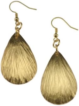 John S Brana Tear Drop Nu Gold Bark Earrings - Small