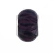 Pandora Style Charm Bead (Z281) Murano Style Glass (13mm x 9mm) (fits Troll too) ~ Purple with Black Tiger Stripes