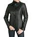 BGSD Women's Open Collar Leather Jacket in Black or Mahogany image 2