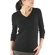 Isaac Mizrahi V-Neck Cashmere/Cotton Blend Sweater - Ebony (XL)