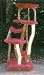 The Suite 5 Level Rustic Cat Tree : Color BLUE : Leg Covering SISAL ROPE ON ONE LEG : Size 2 CRADLES, 3 ROUND PLATFORMS