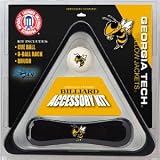 Georgia Tech Yellow Jackets Billiard Accessories Kit - includes Triangle Rack, Cue Ball and Brush