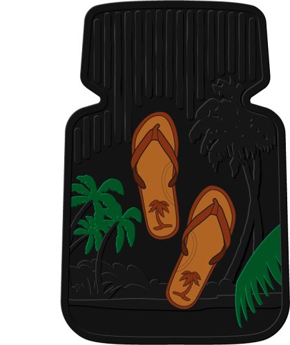PlastiColor 001380R03 Palm Tree Flip Flop Style Universal-Fit Molded Front Floor Mat - Set of 2