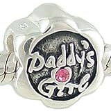 Petite Daddy's Girl Pink CZ and 925 Sterling Silver Bead fits European Charm Bracelet